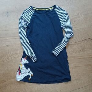 Striped Navy Unicorn Kids Dress